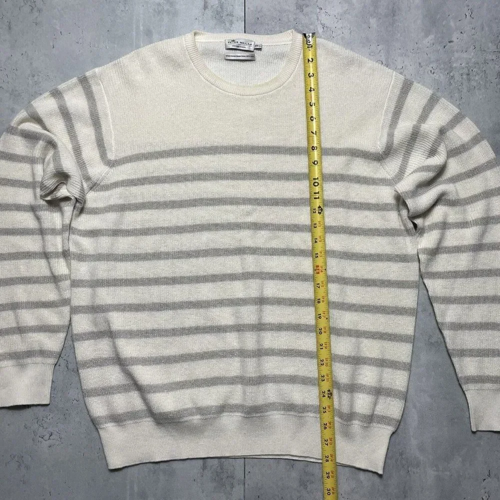 Peter Millar Crown Cool Crafted Sweater Mens XXL Stripe‎ Merino Wool Linen